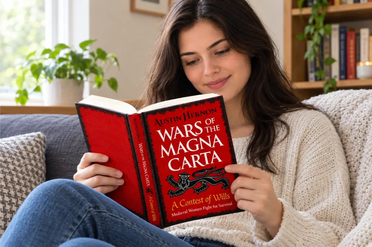 a girl reading magna carta book